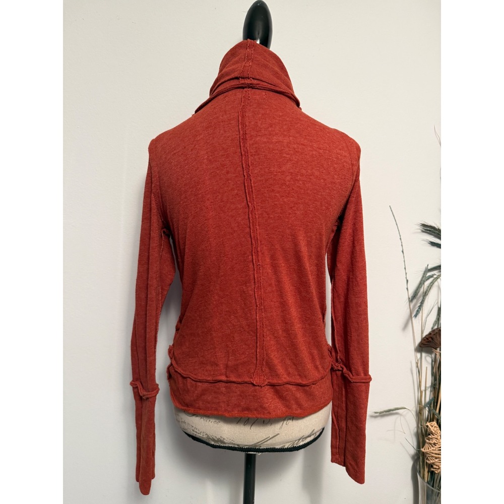 We The Free Free People Rust Orange Raw Edge Turtleneck Knit Top Small 2547